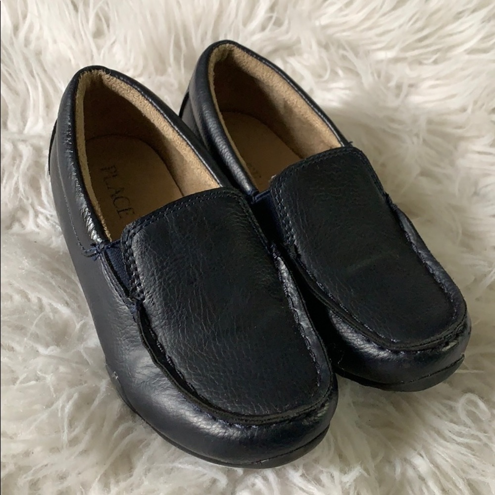 🍁Navy blue boys uniform slip on dress shoes
